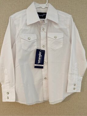 Wrangler Boy White Western Button Down Shirt